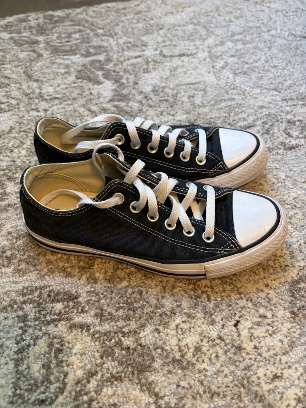 Converse Kids Black Low Top Canvas Sneakers with White Accents